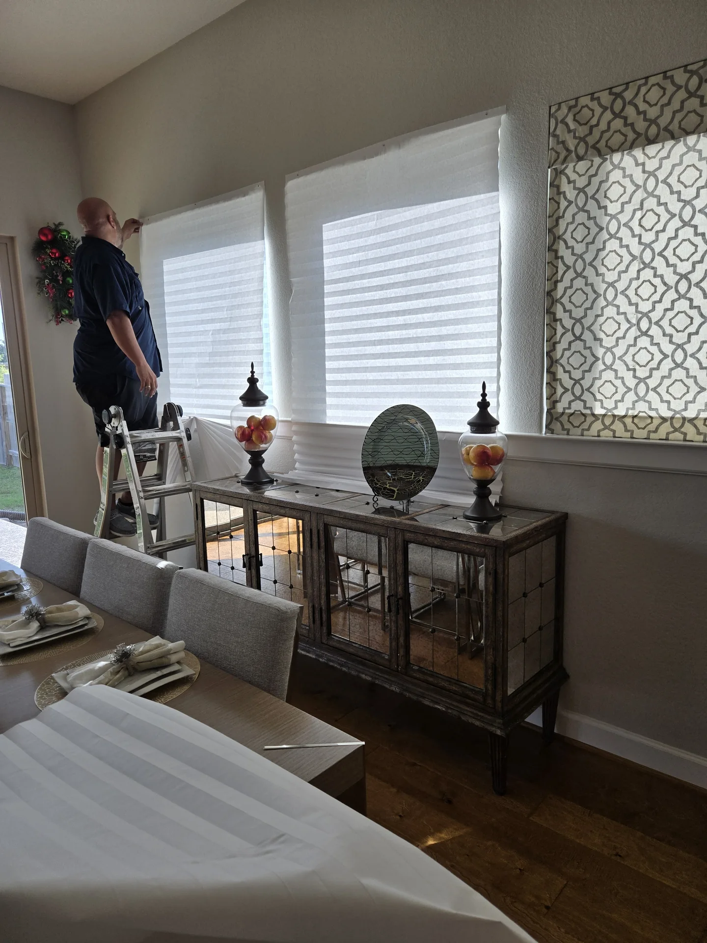 Cellular shades and roman shades installation — The Blinds Tech